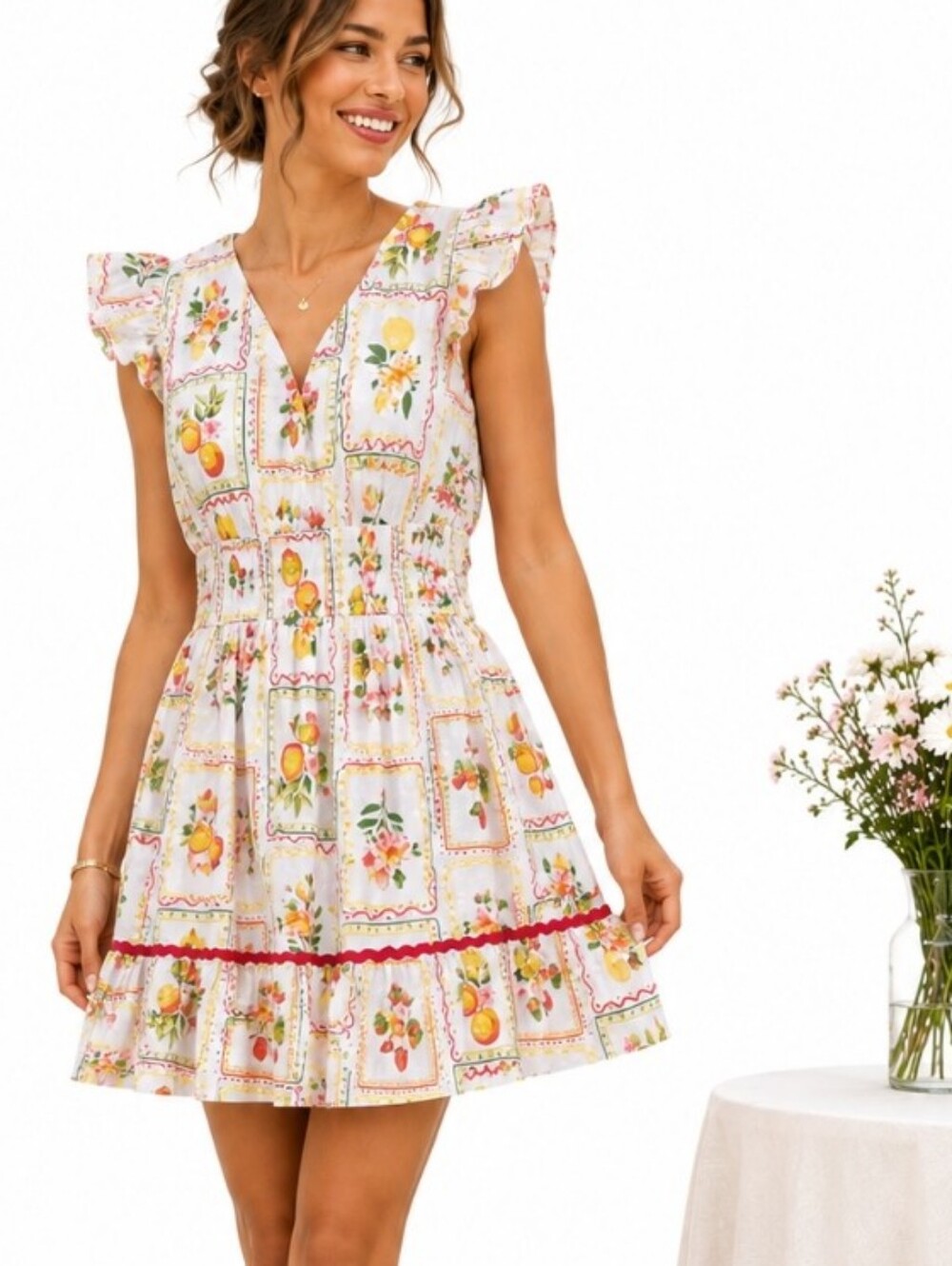 Rachel Zoe Fruit Floral Print Midi Dress Size 2 NWT Cottagecore